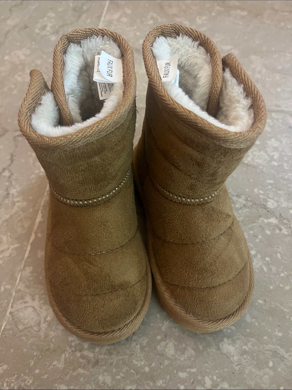 Capelli of New York Kids Tan Suede Fleece-Lined Boots